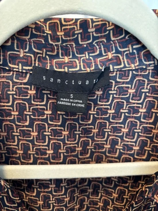 EUC Sanctuary A Day To Shine Multi-Pattern Brown Shirt Dress - Size Small - Picture 6 of 17